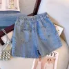 Nya damer Summer Plus Size Hot Pants For Women Stor storlek Loose Blue Pocket Denim Shorts 3xl 4xl 5xl 6xl 7xl Fi -kläder H5K4#