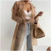 Giacche da donna Donna Donna Vedi attraverso Top da esterno Stringati Primavera Solido Maglia trasparente Manica lunga Cappotto abbottonato con cintura Elegante Shir Dhchm