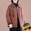 Kvinna Autumn Winter Loose Short Cott Padded Jacket Women Floral Coat Cott Padded Jacket Middåldrad Cott Linen Jacket T5JH#