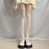 Femmes chaussettes mignon bandage arcs cuisse haute bas collants styles japonais kawaii ultra-mince nylon sexy collants filles douces JK Lolita blanc