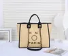 CC-Strandtasche, Designer-Damen-Gewebte Einkaufstasche, einzelne Schulter, Vorhaut mit Kette, 3D-Logo, große Einkaufstasche