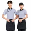 restaurant Drink Waiter Workwear Women's Short-Sleeved Fast Food Hamburger Hot Pot Milk Tea Barbecue Restaurant T-shirt Printing e6nF#