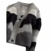 Paresseux col en V tricoté Tops femmes automne hiver noir gris rayé pulls Mujer Y2k E-Girl Lg manches Fluffy Cardigans B3uq #