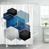 Tende da doccia Tenda moderna nordica stampata in 3D blu geometrica astratta impermeabile con ganci decorazione del bagno