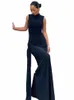 dulzura Half Turtleneck Sparkly Crystal Sleevel Ruched Bodyc Maxi Dr Women Clothes Party Club Sexy Elegant Evening E8TU#