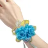 garn skum rose frs brudtärna handled corsage bröllop parti ribb armband brud handled corsage d9mi#