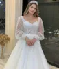 wedding Dr Gorgeous Lg Sleeve A-Line Puff Sleeve Sweep Train Backl Bridal Gowns Lace Beaded Gorgeous Robe De Mariee x6Iv#