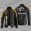 2023 Nouveau hiver hommes CAN-AM Logo veste Fi moto veste à glissière veste en cuir chaud pour hommes C5s2 #