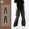 Pantaloni da uomo American Vintage Mens Cargo High Street Casual Gamba larga ampia Streetwear Hip Hop Salopette con tasche grandi Autunno Inverno