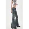 American High Street Spicy Girls Low Midj Jeans Women Autumn Vintage Y2K Design Sense Slim Fit Straight Tube Micro Fare Pants 240319