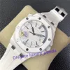 42mm Super Edition White Ceramic Watch 15707 Automatiska mekaniska herrklockor Cal.3120 Movement rostfritt stål silverarmband vattentäta armbandsur