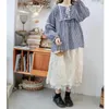 Bluzki damskie 130 cm Bust / Spring Autumn Women Vintage Mori Kei Girls Haftowane luźne wygodne koszule / bluzki
