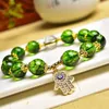 Link Armbanden 10mm Natuurlijke Groene Olijf Kristal Armband Mode Edelsteen Sieraden Reiki Genezing Cadeau Voor Vrouwen 1pcs