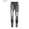 Pantaloni firmati da uomo OFFamira22ss New Washable Damaged MX1 Camouflage Water Wave Patch Jeans grigi lavati
