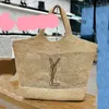 Un fourre-tout designer Sacs Raffias épaule des femmes grandes ICare Classic Beach Handbag Grade Paille Woven Metal Letter Loulou Sac