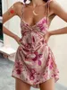 Sukienki swobodne Kobiety Summer Boho retro w kwiatowy druk sukienki V Szybka V Szyjka