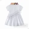 Designer kleine Mädchen karierte Kleider Sommer Kleinkind Kinder Revers Kurzarm Prinzessin Kleid Adrette Kinder Baumwollkleidung Z7405