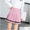 Saias Shinymora Verão Plissado Mini para Mulheres Cintura Alta Meninas Shorts Casuais Listrado Harajuku Japonês Uniforme Escolar1 Drop Delivery Dhods