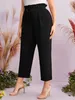 plus Size Elegant Summer Ankle Length Pants Paperbag Waist Black Straight Pants Large Size Tailored Pants Trousers 5XL 6XL 7XL Q9jz#