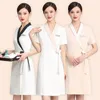 beleza Sal Cosmetologista Roupas de Trabalho Mulheres Manga Curta Verão Manicure Uniforme Hotel Garçons Uniforme W3Yb #