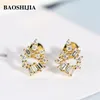 Boucles d'oreilles BAOSHIJIA solide 18 carats or jaune/blanc diamants naturels beaux bijoux femmes anniversaire