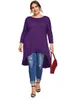 LG Rleeve Sprężyna LG Plus Size Autumn Hi Low Tunice Tops LG LUSE FLARE FLARE Podstawowa bluzka macicy Tosze duże rozmiary 8xl B8tf#