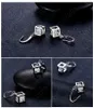 Комплект ожерелья и серег Happy Cube, стерлинговое серебро 925 пробы, изысканная внутренняя часть с кубическим цирконием, квадратные серьги-подвески, свадебные подарки