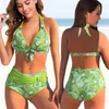 Costumi da bagno delle donne 2022 donne sexy stampa floreale due pezzi bikini set femminile di grandi dimensioni fiore costume da bagno beachwear estate costumi da bagno costume da bagno nuovo T240328