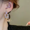 Boucles d'oreilles pendantes en strass violet pour femmes, bijoux de fête de tempérament Simple