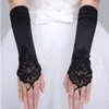 Stain Flapper handskar svart pärlstav fingerlembågslängd kväll opera party handskar tyll damer ren q3i5#