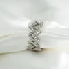 Anéis de cluster X-em forma de anel S925 prata esterlina banhado platina moissanite d cor data festa requintado jóias presente para mulheres