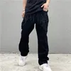 Hommes Black Baggy Jeans imprimés Hip Hop Adolescent Boy Streetwear Skateboard Y2K Pantalon Vintage Brodé Lettre Jeans Hot I8al #