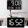 Wandklokken Grote led digitale klok 12/24 uur Verstelbare helderheid Temperatuur Vochtigheid Display Tafelalarm Elektronisch