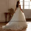 Jiayigg جديد وصول العروس ثوب مربع الرقبة الكمال الترتر النيزة القطار Soft Tulle tulle خط مشد