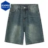 Mężczyźni Vintage Blue Denim Shorts Summer swobodne luźne dżinsy szorty retro harajuku streetwear hip hop y2k szorty Man 240325