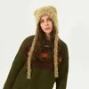 Bonnet/Crâne Casquettes Chapeau d'hiver en cachemire pour femme Chapeau cagoule Chapeau d'hiver Chapeau d'hiver Chapeau de sieste style pull chaud Chapeau à col rond Chapeau d'ours L2403