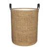 Braided Rattan Wood Wicker Oxford Cloth Laundry Baskets Dirty Clothes Sundries Storage Basket Home Organizer Waterproof Hamper 240319