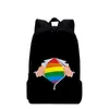 Sac à dos dessin animé nouveauté Cool coloré LGBT cahier à dos élèves sacs d'école impression 3D Oxford étanche garçons/filles ordinateur portable