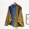 chicever 2022 Spring Autumn High Quality Lapel Lg Sleeve Fake Two Piece Denim Patchwork Vintage Coat Women Jacket Women 67cR#