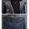 Kvinnors västar 2024 Autumn Vintage Hooded Print denim Vest Women Fashion Sleeveless Jacket Casual Loose Jeans Waistcoat Windbreaker R570