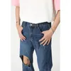 Heren Jeans 2024 Lente Koreaanse Wassen Hip Hop Rits Katoen Losse Casual Micro Hoorn Gaten Bedenken High Street vintage