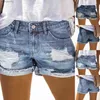 Shorts femininos nova cintura alta buracos rasgados denim feminino verão coreano rolado perna larga solta plus size jean womens 240329