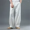 Men's Pants 2024 Summer Autumn Style Straight Men Chinese Wide Leg Casual Loose Cotton Linen Trousers Plus Size M-8XL