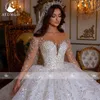 Aedmgh Ballkleid Königliche Hochzeit Dres 2024 Schatz LG Hülse Robe De Mariee Spitze Pailletten Glitter Luxus Vestido De Novia v607 #