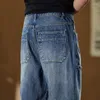 Männer Jeans Hohe Qualität Männer Mode Straße Jugend Chic Lose Breite Bein Hosen 2024 Frühling Sommer Patchwork Denim Hosen