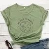 Damen-T-Shirts „Be Nice To Earth“-T-Shirt, ästhetisches, von der Natur inspiriertes veganes Oberteil, T-Shirts, niedliches Grafik-T-Shirt „Save The Planet Environment“.