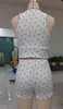 Ev Giyim 2 PCS Kıyafetler Kalp Baskı Kolsuz Mahsul Tank Top Yelek Şortları Günlük Kaburga Örme Salonu Set Set Kadınlar Rahat Giysiler