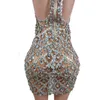 Sparkle Crystal cekin krótka bal matryca Dr Transparent Sexy Best Birthday Party Prom Drdrag Queen Costume Y2301009 R7C0#