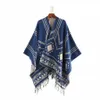 Cloak Pcho Capes 2024 New Indian Nepalese Style Geometric Tasselスプリット女性