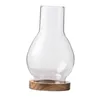 Uchwyt świec Ołożenie przezroczyste okładkę szklaną drewnianą lampę oleju bazowego odcień przezroczysty 8,9 x 15,9 cm